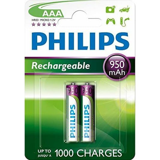Batterie Ricaricabili Philips R03B2A95/10 1,2 V 2 AAA (2 Unità)